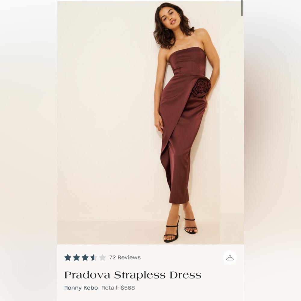 Ronny Kobo Elegant Strapless Brown Dress